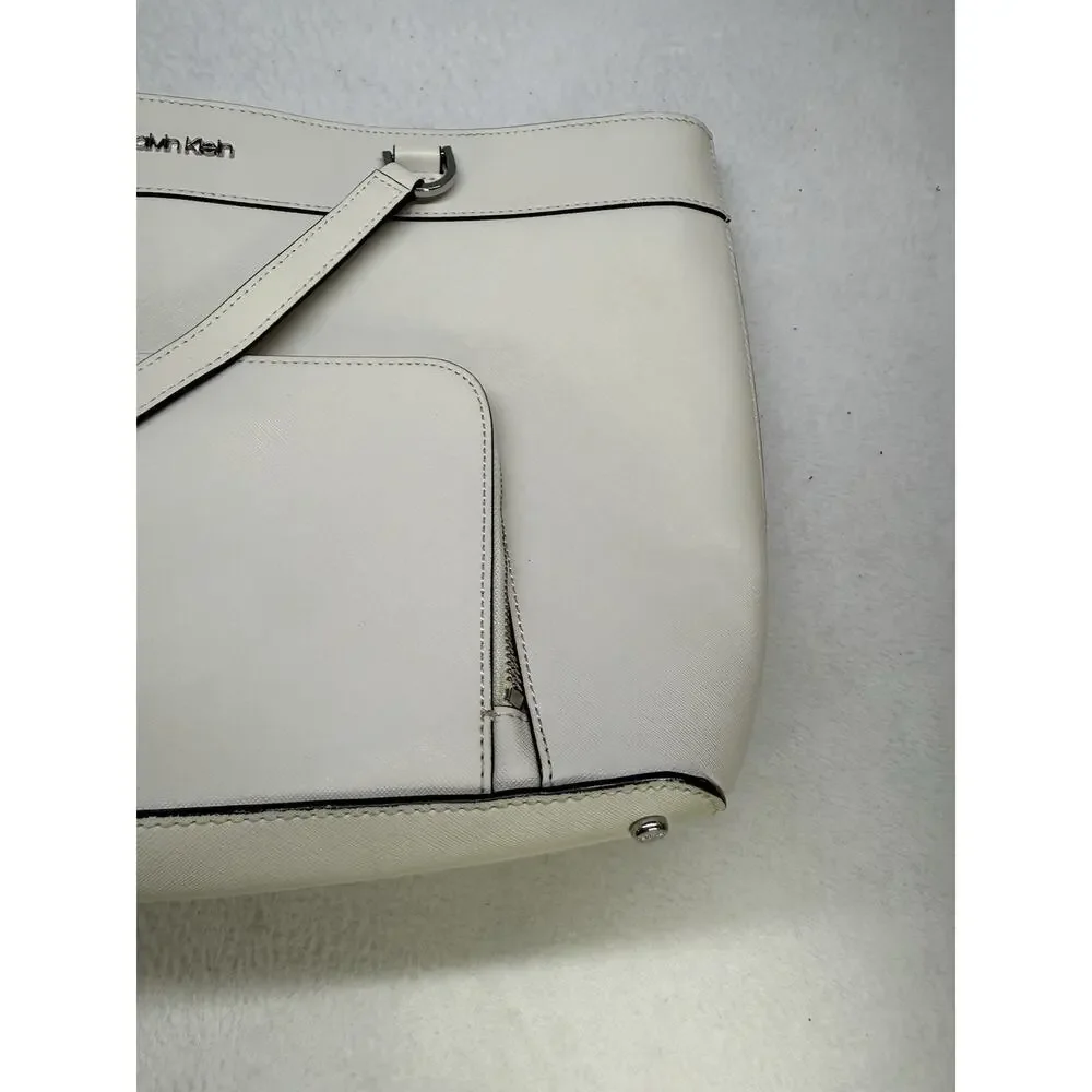 Calvin Klein East-West Zip Pocket Leather Tote